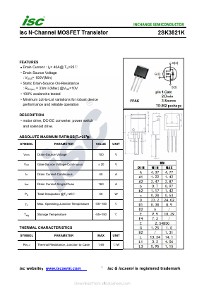 2SK3821K Datasheet PDF Inchange Semiconductor
