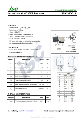 2SK3930-01S Datasheet PDF Inchange Semiconductor