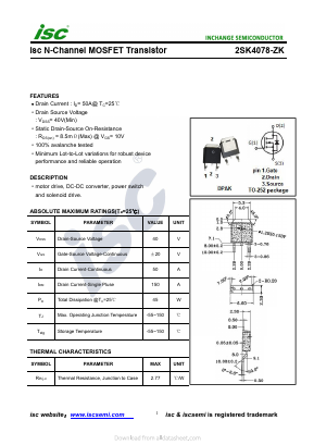 2SK4078-ZK Datasheet PDF Inchange Semiconductor