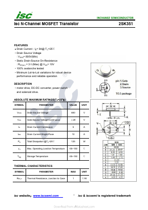 K351 Datasheet PDF Inchange Semiconductor