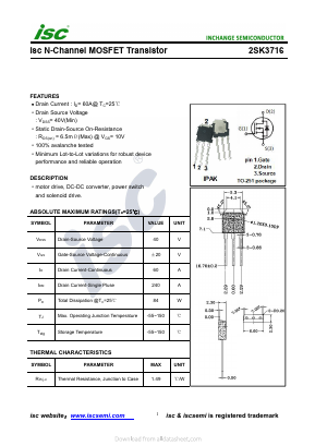2SK3716 Datasheet PDF Inchange Semiconductor