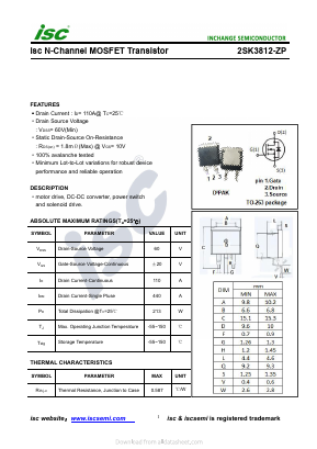2SK3812-ZP Datasheet PDF Inchange Semiconductor