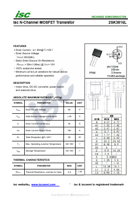 K3816L Datasheet PDF Inchange Semiconductor