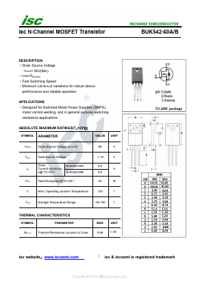 BUK542-60A Datasheet PDF Inchange Semiconductor
