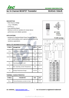 BUK543-100A Datasheet PDF Inchange Semiconductor