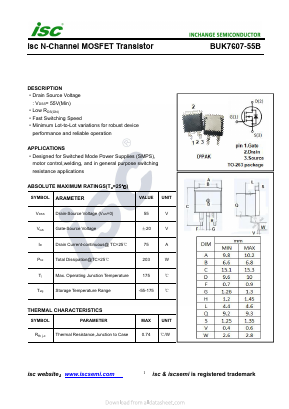 BUK7607-55B Datasheet PDF Inchange Semiconductor