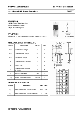 BD277 Datasheet PDF Inchange Semiconductor