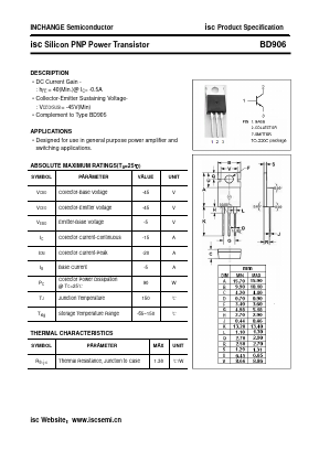 BD906 Datasheet PDF Inchange Semiconductor