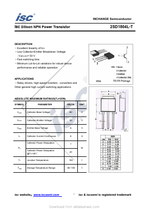 2SD1804L-T Datasheet PDF Inchange Semiconductor