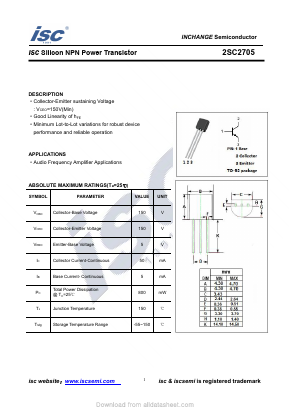 2SC2705 Datasheet PDF Inchange Semiconductor