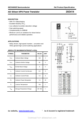 2SD414 Datasheet PDF Inchange Semiconductor