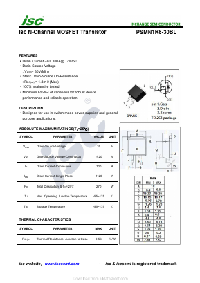 PSMN1R8-30BL Datasheet PDF Inchange Semiconductor