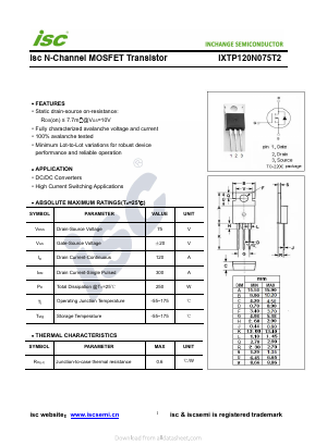 IXTP120N075T2 Datasheet PDF Inchange Semiconductor