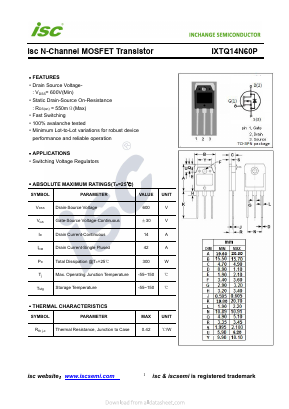 IXTQ14N60P Datasheet PDF Inchange Semiconductor