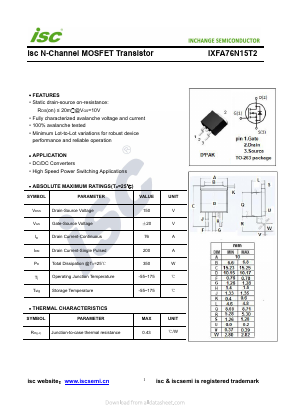 IXFA76N15T2 Datasheet PDF Inchange Semiconductor
