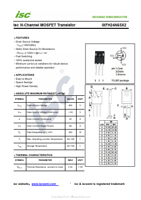 IXFH24N65X2 Datasheet PDF Inchange Semiconductor