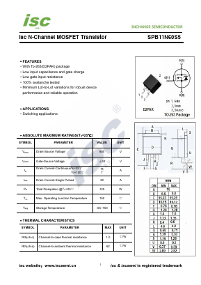 SPB11N60S5 Datasheet PDF Inchange Semiconductor