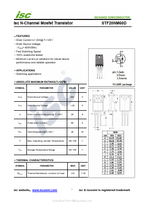 STF20NM60D Datasheet PDF Inchange Semiconductor