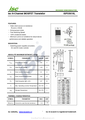 ISP33N10L Datasheet PDF Inchange Semiconductor
