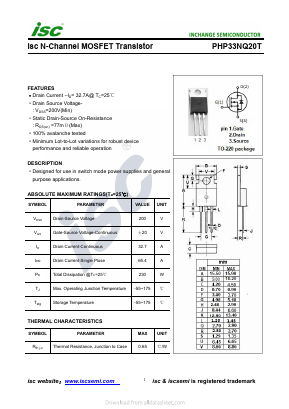 PHP33NQ20T Datasheet PDF Inchange Semiconductor