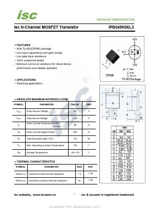 IPB049N06L3 Datasheet PDF Inchange Semiconductor