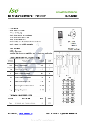 IXTK33N50-TO-220F Datasheet PDF Inchange Semiconductor
