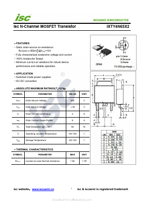 IXTY4N65X2 Datasheet PDF Inchange Semiconductor