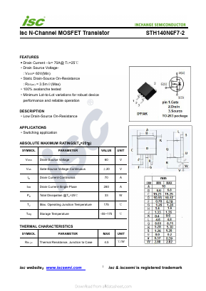 STH140N6F7-2 Datasheet PDF Inchange Semiconductor