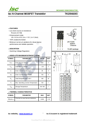 TK25N60X5 Datasheet PDF Inchange Semiconductor