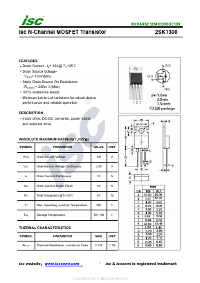 2SK1300 Datasheet PDF Inchange Semiconductor