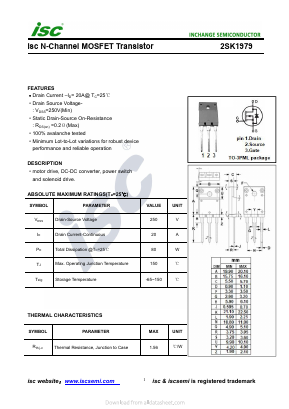 K1979 Datasheet PDF Inchange Semiconductor