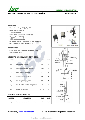 2SK2072S Datasheet PDF Inchange Semiconductor