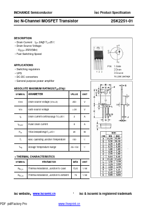2SK2251-01 Datasheet PDF Inchange Semiconductor