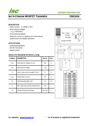 K2424 Datasheet PDF Inchange Semiconductor