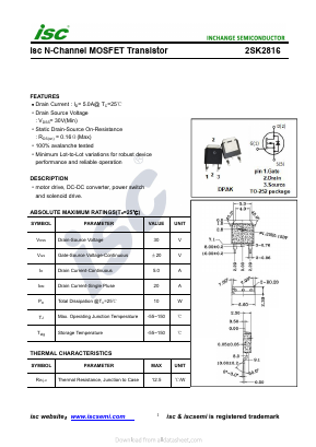 K2816 Datasheet PDF Inchange Semiconductor