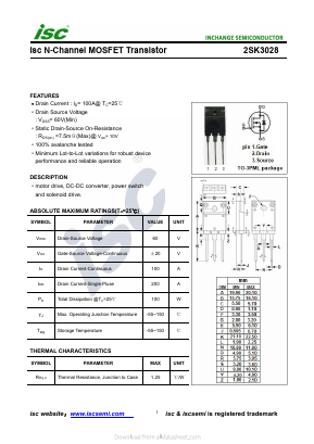 2SK3028 Datasheet PDF Inchange Semiconductor