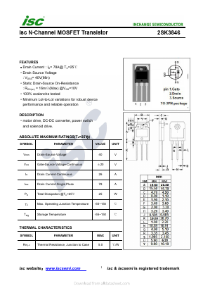 K3846 Datasheet PDF Inchange Semiconductor