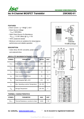 2SK3682-01 Datasheet PDF Inchange Semiconductor
