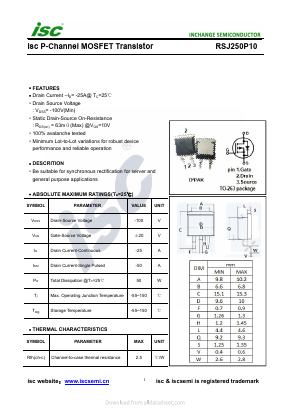 RSJ250P10 Datasheet PDF Inchange Semiconductor
