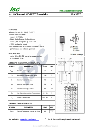 2SK3797 Datasheet PDF Inchange Semiconductor