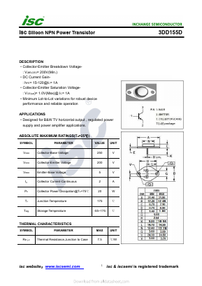 3DD155D Datasheet PDF Inchange Semiconductor