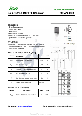 BUK474-400B Datasheet PDF Inchange Semiconductor