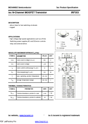 IRF353 Datasheet PDF Inchange Semiconductor