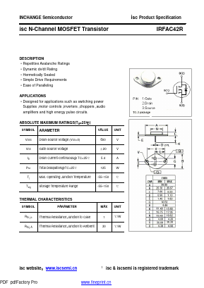 IRFAC42R Datasheet PDF Inchange Semiconductor