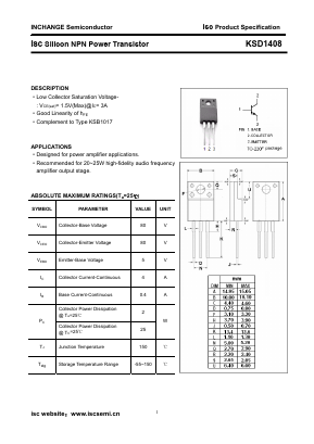 KSD1408 Datasheet PDF Inchange Semiconductor