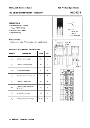 KSD5078 Datasheet PDF Inchange Semiconductor