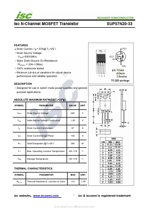 SUP57N20-33 Datasheet PDF Inchange Semiconductor