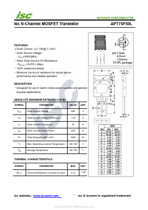 APT75F50L Datasheet PDF Inchange Semiconductor
