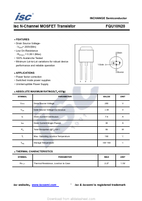 FQU10N20 Datasheet PDF Inchange Semiconductor