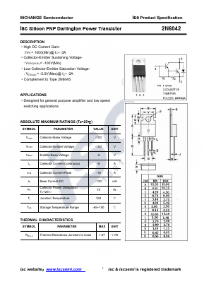 2N6042 Datasheet PDF Inchange Semiconductor
